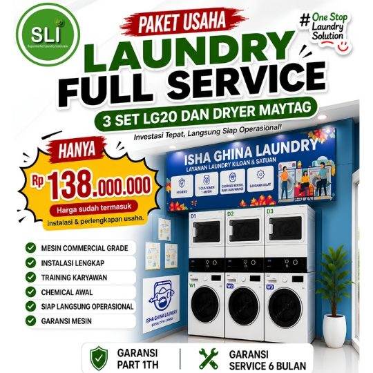 Paket usaha laundry full service supermarket laundry indonesia