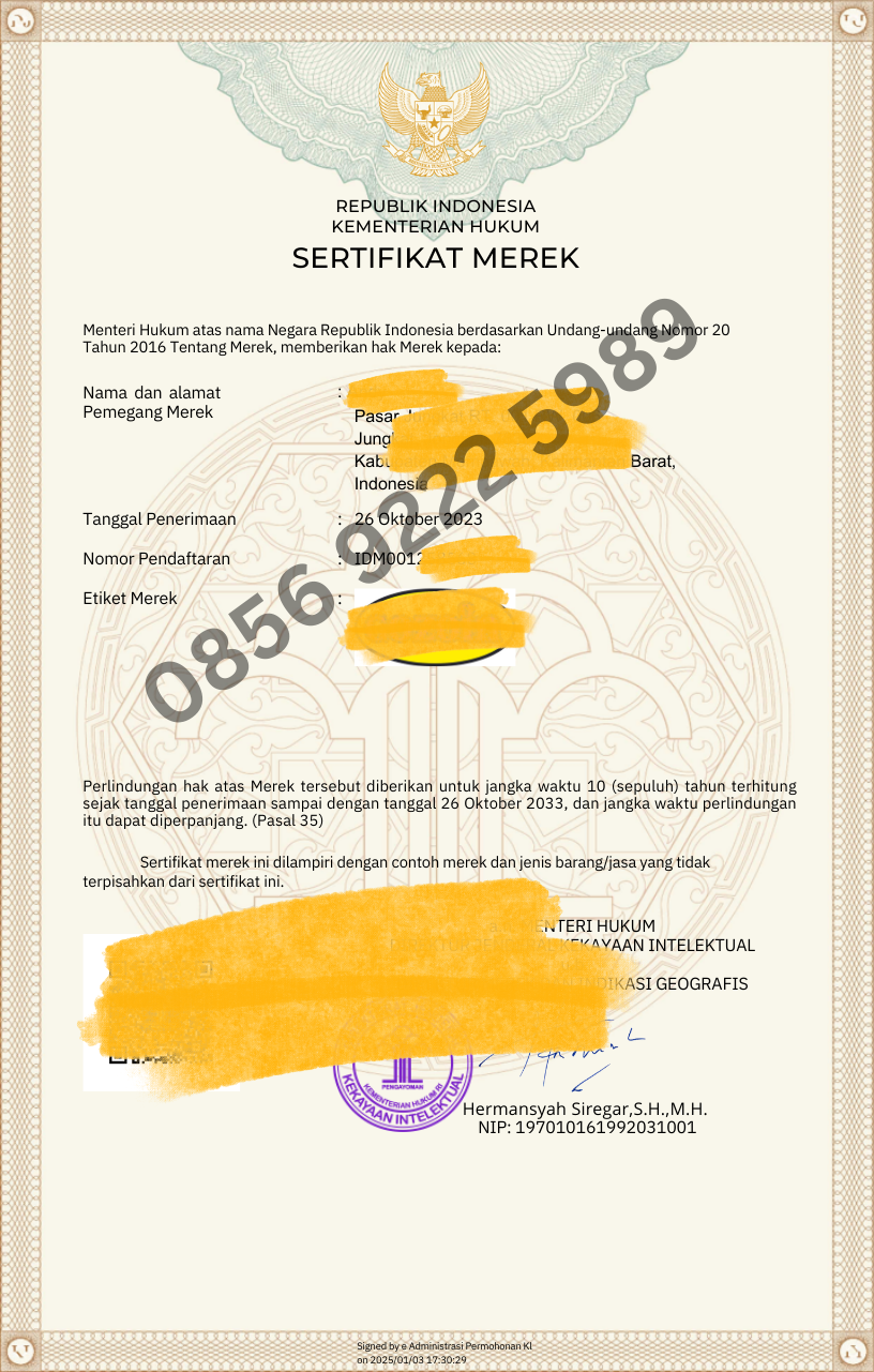 Jasa Pendaftaran dan Perpanjangan Merek Dagang Kota Se Indonesia