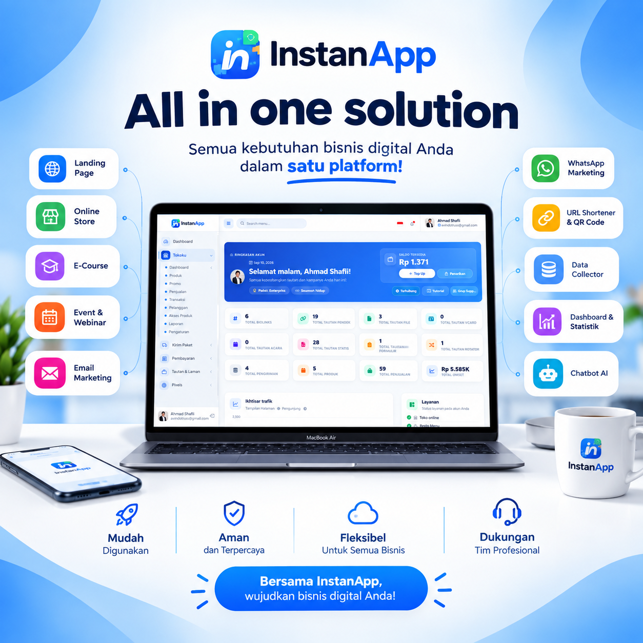 InstanApp All-in-One Dashboard Showcase