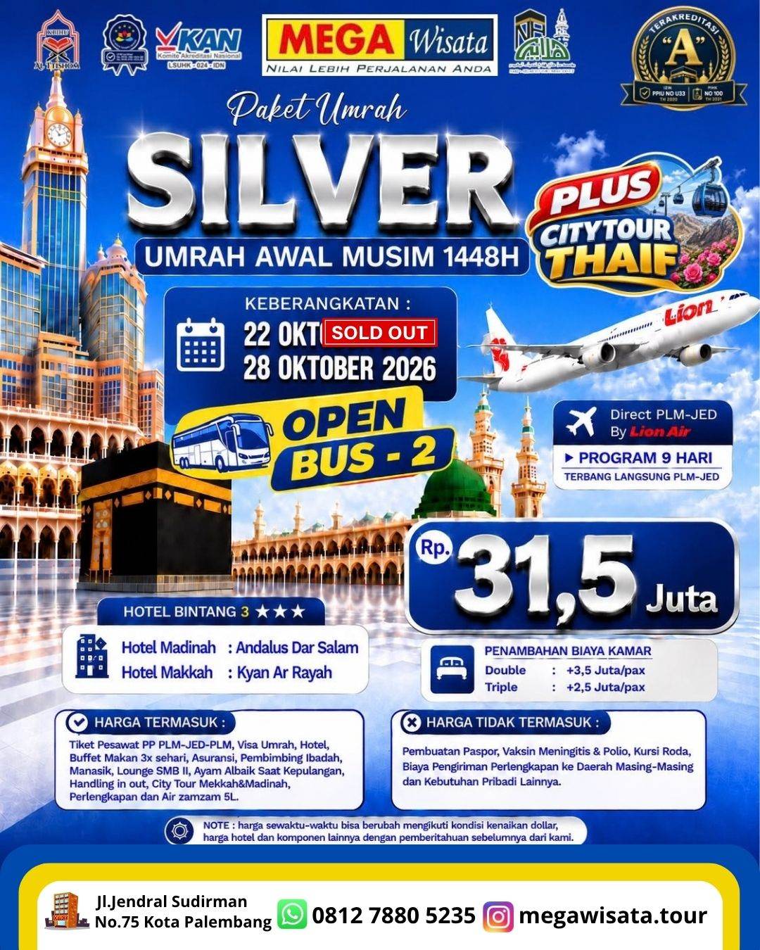 Umrah Oktober 2026, Umrah promo palembang, umrah sesuai sunnah