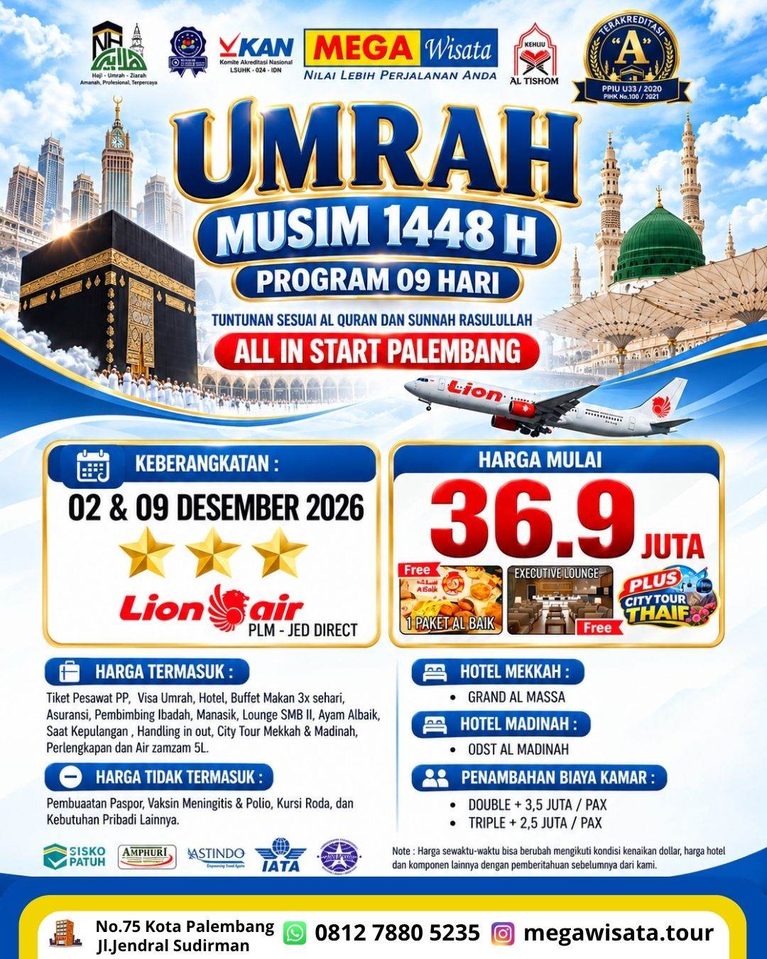 Umrah Desember 2026, Umrah promo palembang, umrah sesuai sunnah