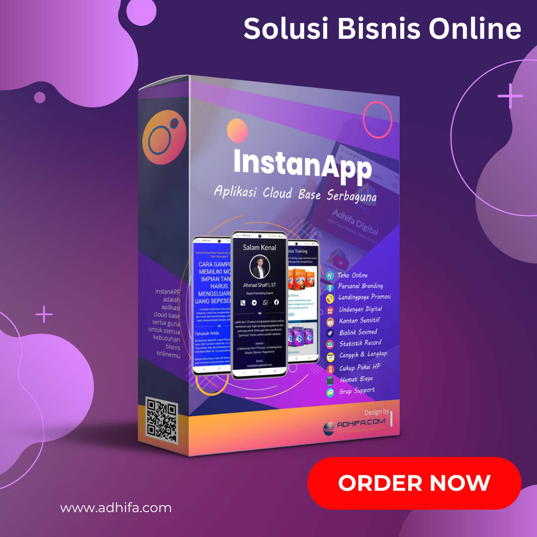 Instan app - Aplikasi Web Based untuk Onlinekan bisnismu dengan mudah menggunakan handphone