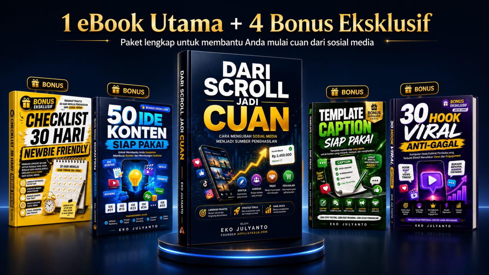 1 eBook Scroll Jadi Cuan + BONUS 4Ebook